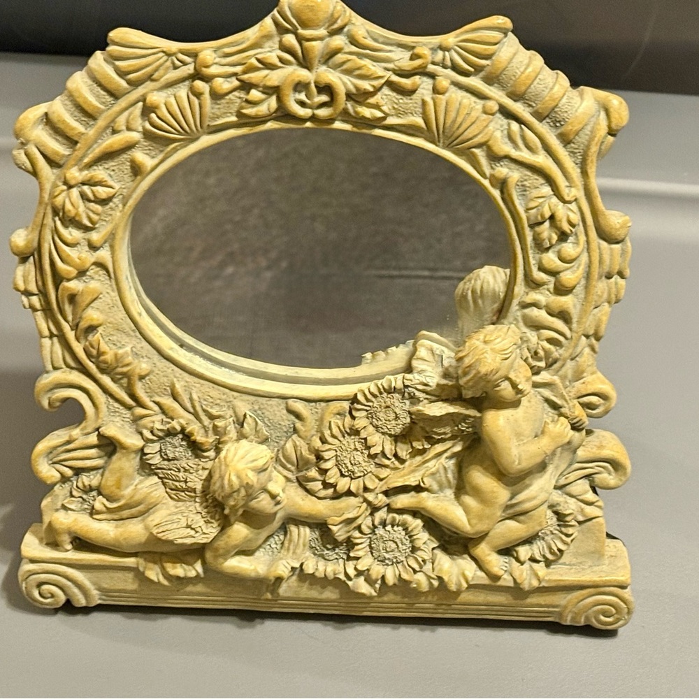 Wang's International Vanity Mirror Renaissance Angel Cherub Ivory 7.5 in Vintage - Picture 5 of 6